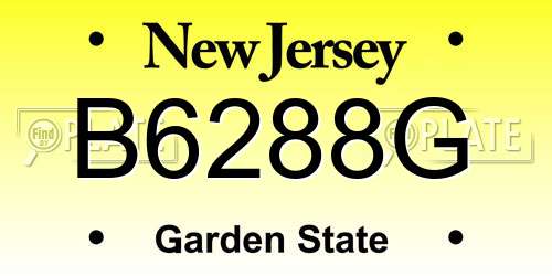 B6288G New Jersey License Plate