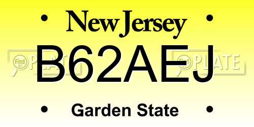 B62AEJ New Jersey License Plate