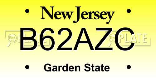 B62AZC New Jersey License Plate