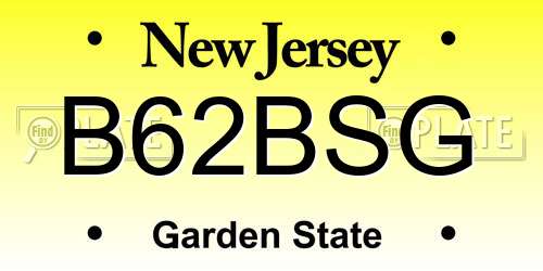 B62BSG New Jersey License Plate