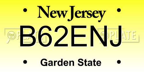 B62ENJ New Jersey License Plate
