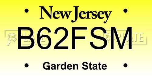 B62FSM New Jersey License Plate