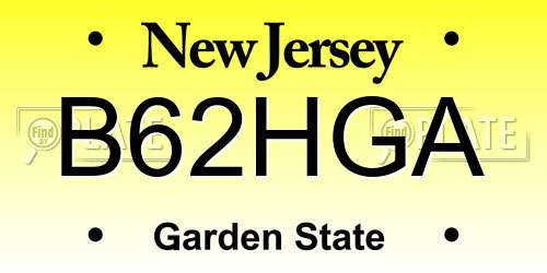 B62HGA New Jersey License Plate