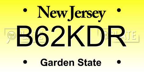 B62KDR New Jersey License Plate