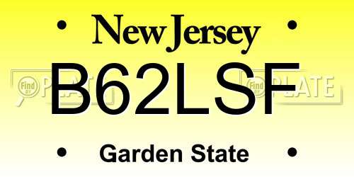 B62LSF New Jersey License Plate
