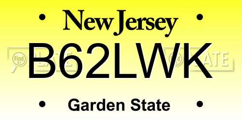 B62LWK New Jersey License Plate