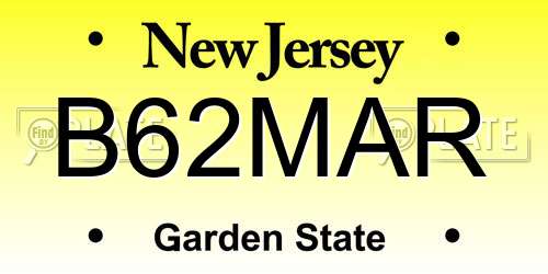 B62MAR New Jersey License Plate