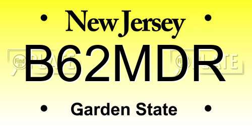 B62MDR New Jersey License Plate