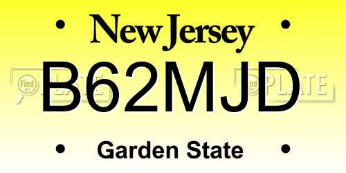 B62MJD New Jersey License Plate
