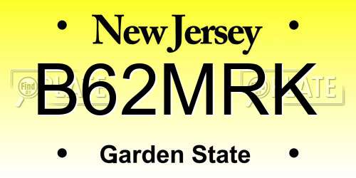 B62MRK New Jersey License Plate
