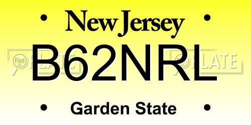 B62NRL New Jersey License Plate
