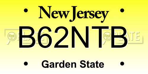 B62NTB New Jersey License Plate