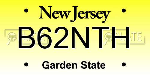 B62NTH New Jersey License Plate