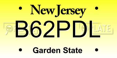 B62PDL New Jersey License Plate