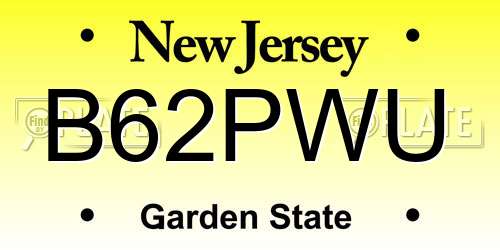 B62PWU New Jersey License Plate