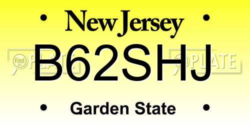 B62SHJ New Jersey License Plate