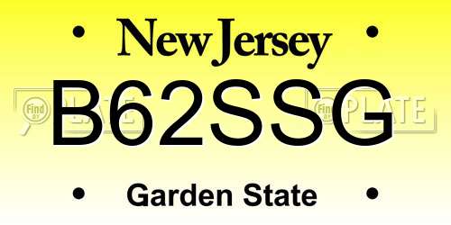 B62SSG New Jersey License Plate