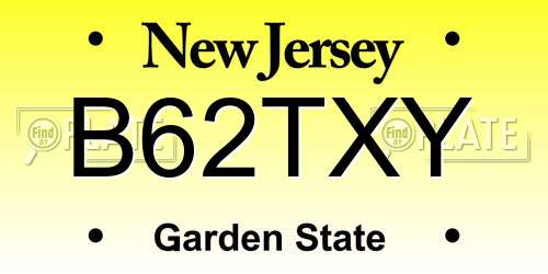 B62TXY New Jersey License Plate