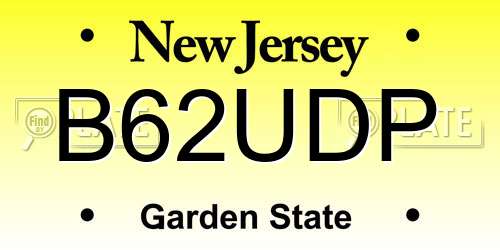 B62UDP New Jersey License Plate
