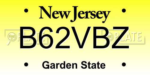 B62VBZ New Jersey License Plate