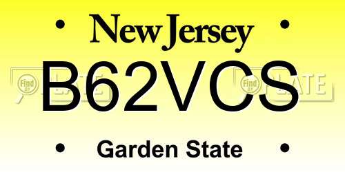 B62VCS New Jersey License Plate