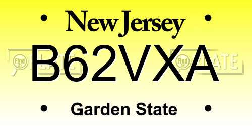 B62VXA New Jersey License Plate