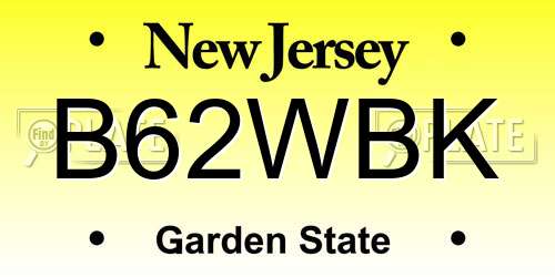 B62WBK New Jersey License Plate