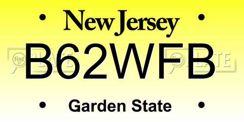 B62WFB New Jersey License Plate