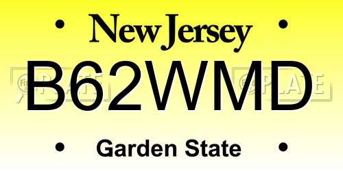 B62WMD New Jersey License Plate