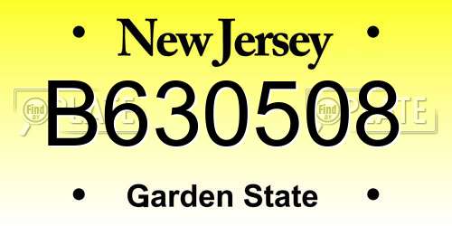 B630508 New Jersey License Plate