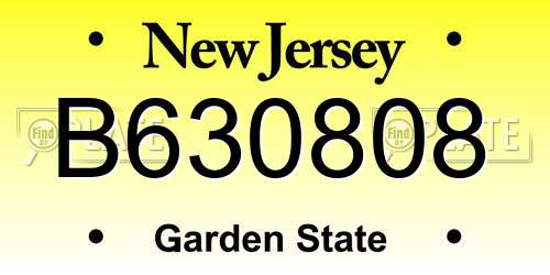 B630808 New Jersey License Plate