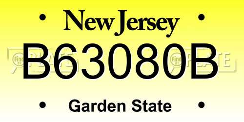 B63080B New Jersey License Plate
