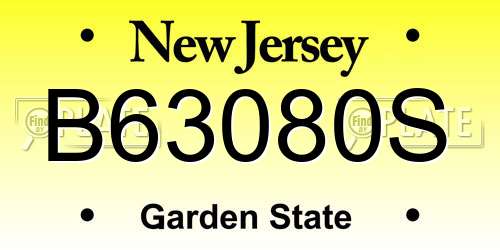 B63080S New Jersey License Plate