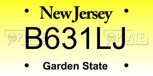 B631LJ New Jersey License Plate