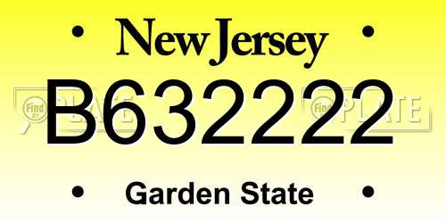 B632222 New Jersey License Plate