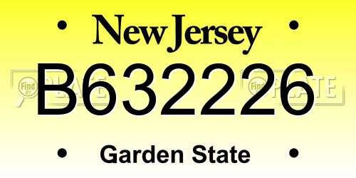 B632226 New Jersey License Plate