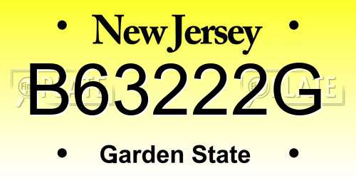 B63222G New Jersey License Plate