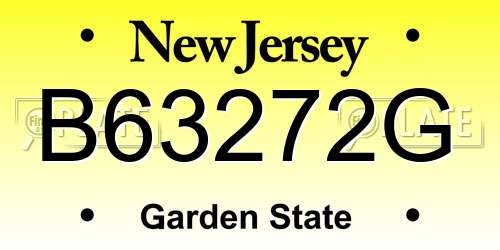 B63272G New Jersey License Plate