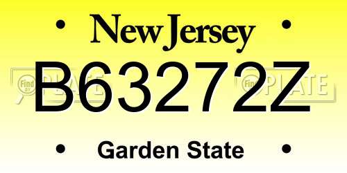 B63272Z New Jersey License Plate