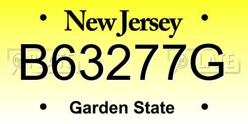 B63277G New Jersey License Plate