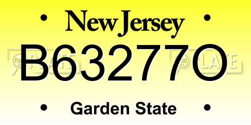 B63277O New Jersey License Plate