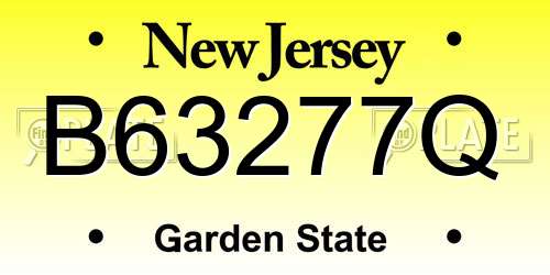 B63277Q New Jersey License Plate