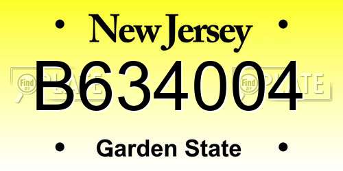 B634004 New Jersey License Plate