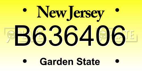B636406 New Jersey License Plate