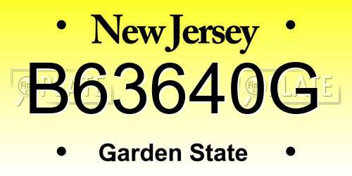 B63640G New Jersey License Plate