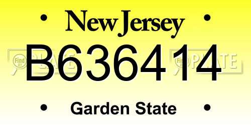 B636414 New Jersey License Plate