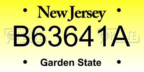 B63641A New Jersey License Plate