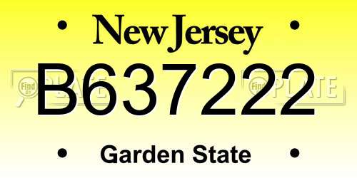 B637222 New Jersey License Plate