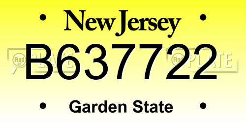 B637722 New Jersey License Plate