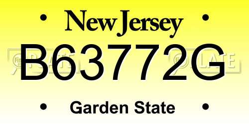 B63772G New Jersey License Plate